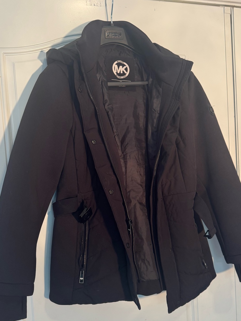 Michael Kors Black Hooded Quilted Puffer Coat